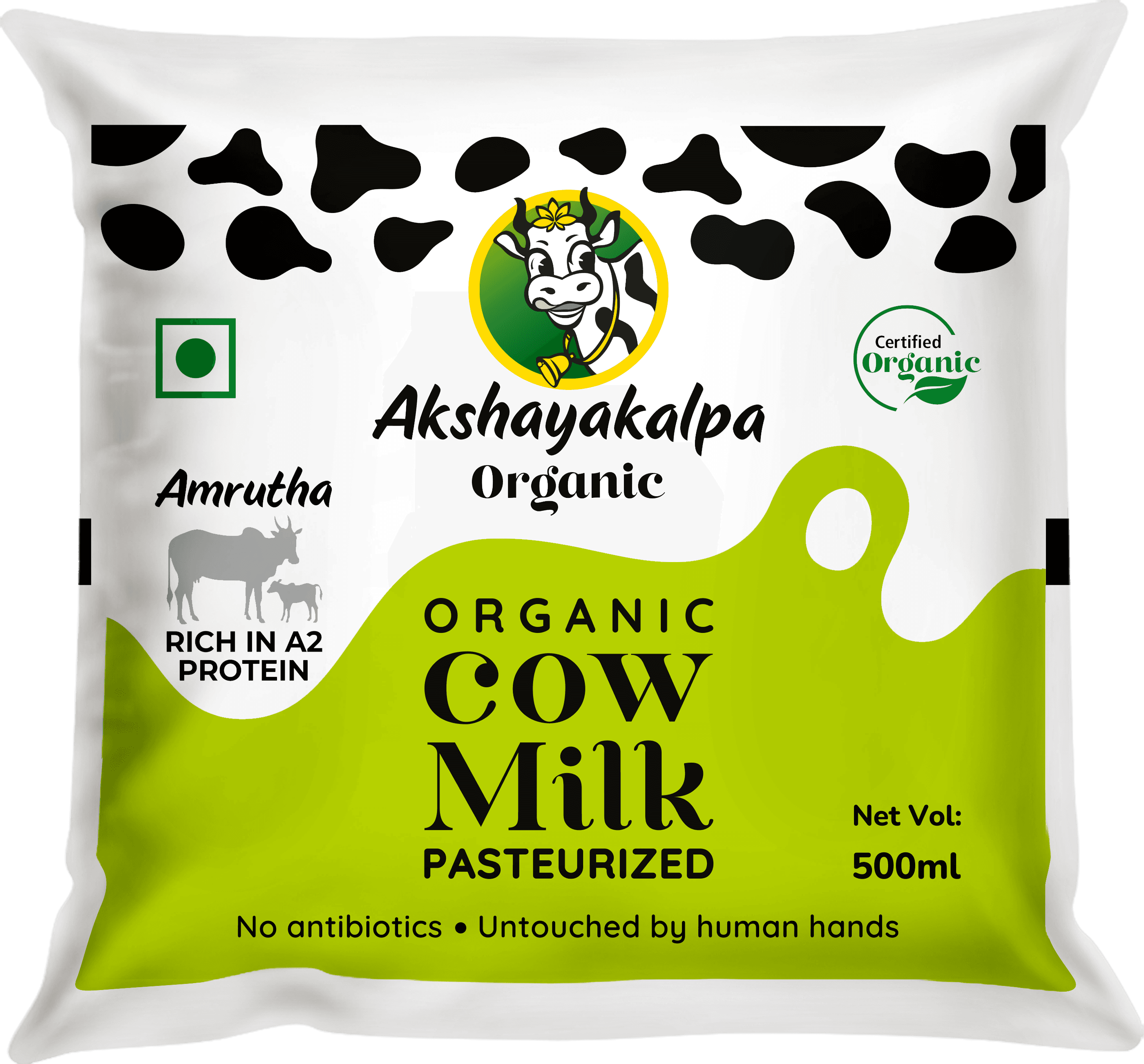 Akshayakalpa Organic Amrutha - A2 Organic Cow Milk - Pasteurized 500ml