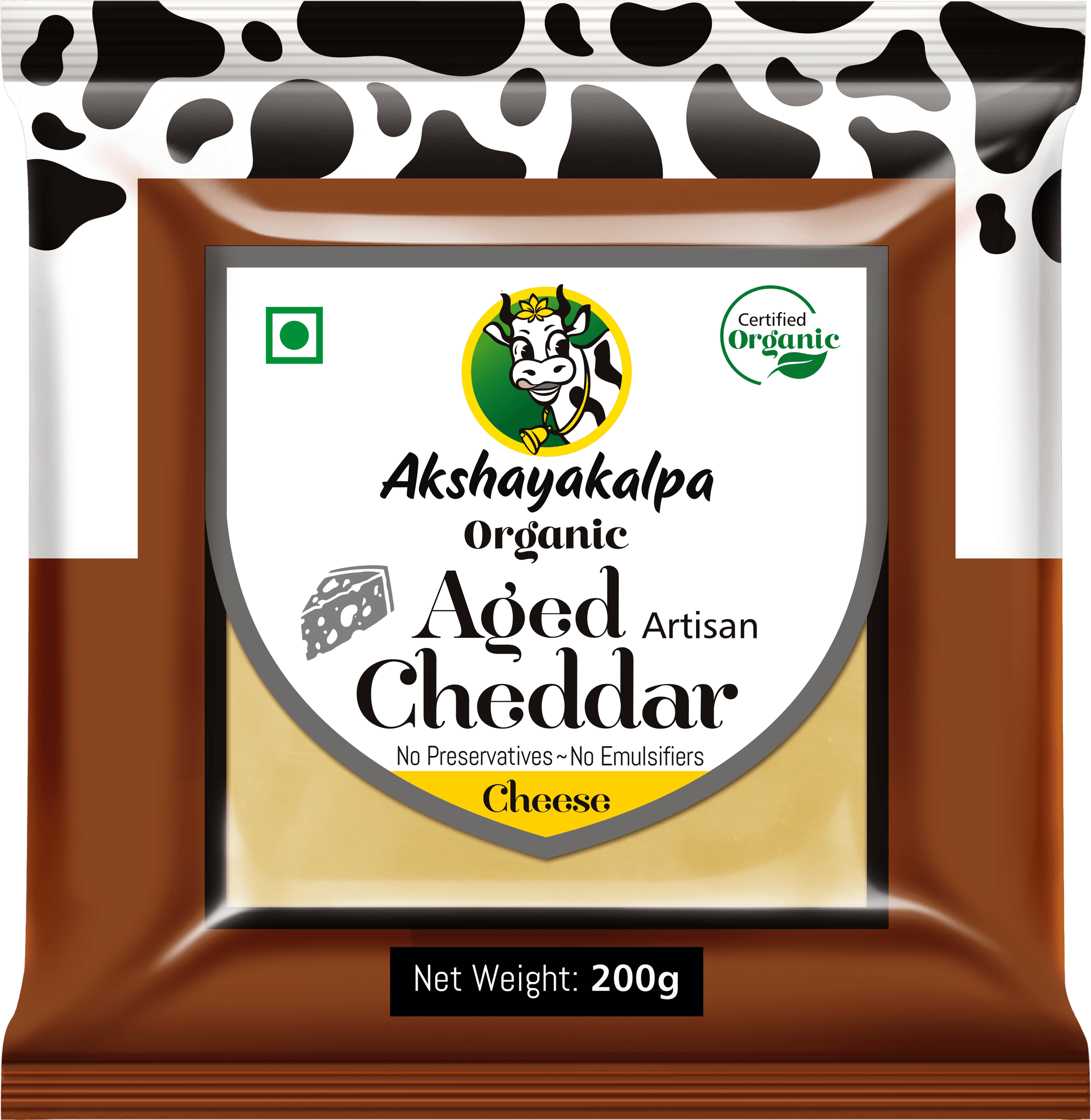 Akshayakalpa Organic Handcrafted Artisan Organic Aged Cheddar 200g