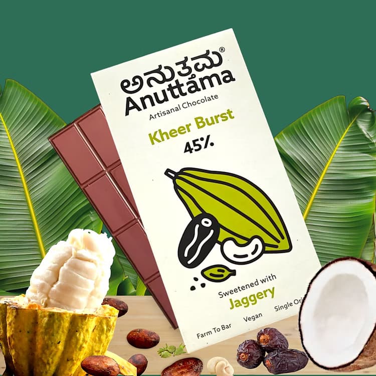 Anuttama Kheer Burst | 45% Cocoa | Sweetened with Jaggery Dates 50g