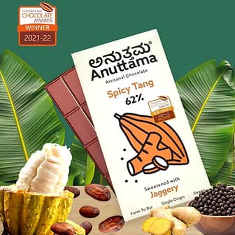 Anuttama Spicy Tangy | 62%Cocoa | Sweetened with Jaggery 50g