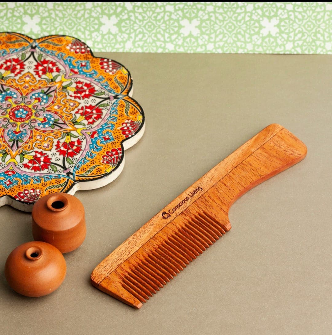 Concious Living Neem Wood Comb with Handle